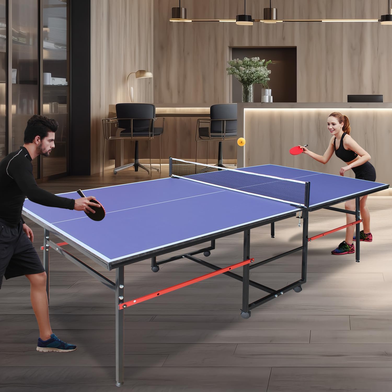 8 ft Portable Ping Pong Table， - Table Tennis Net Set ulasan dan harga