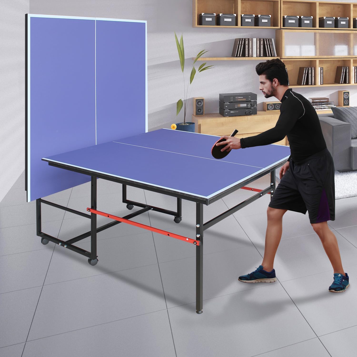 8 ft Portable Ping Pong Table， - Table Tennis Net Set ulasan dan harga
