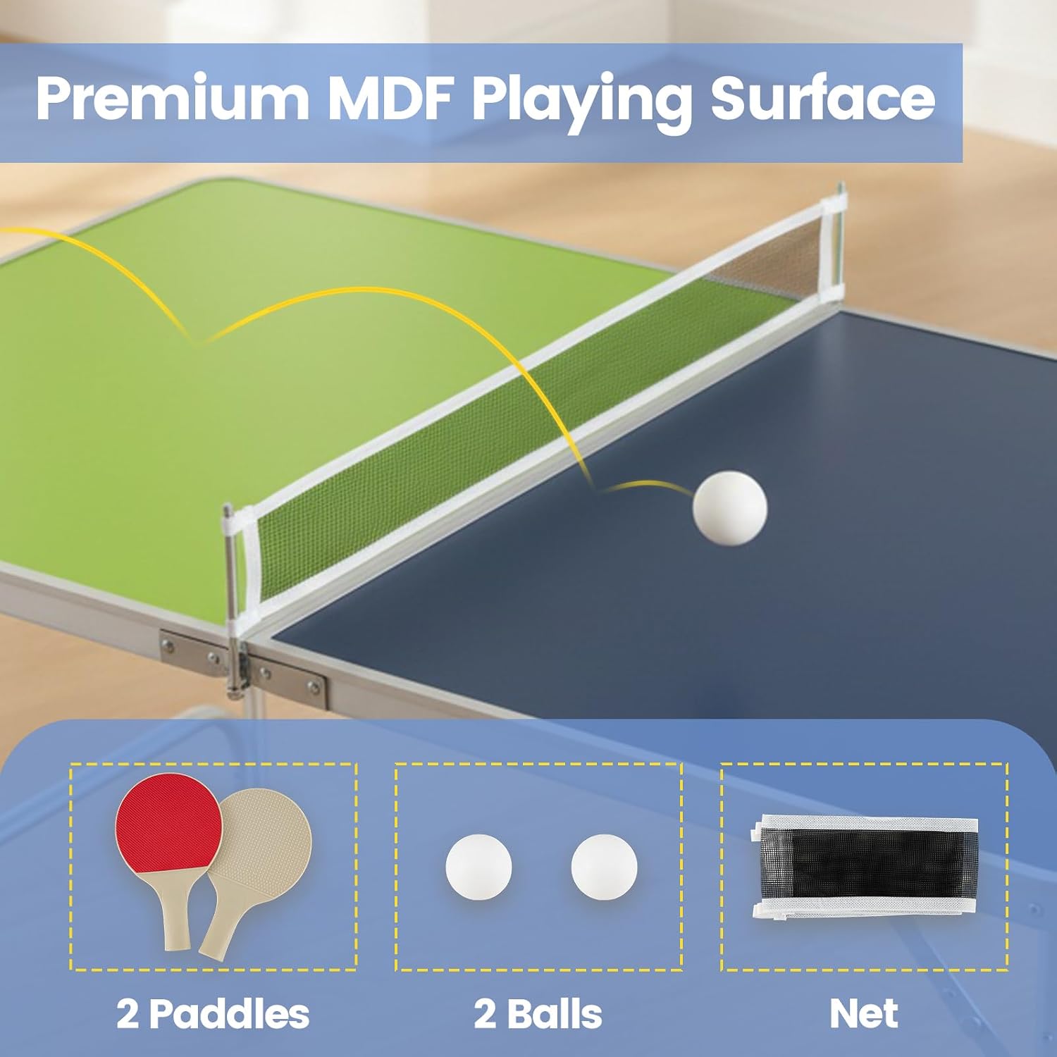 Foldable Ping Pong Table With  - Table Tennis Net Height ulasan dan harga